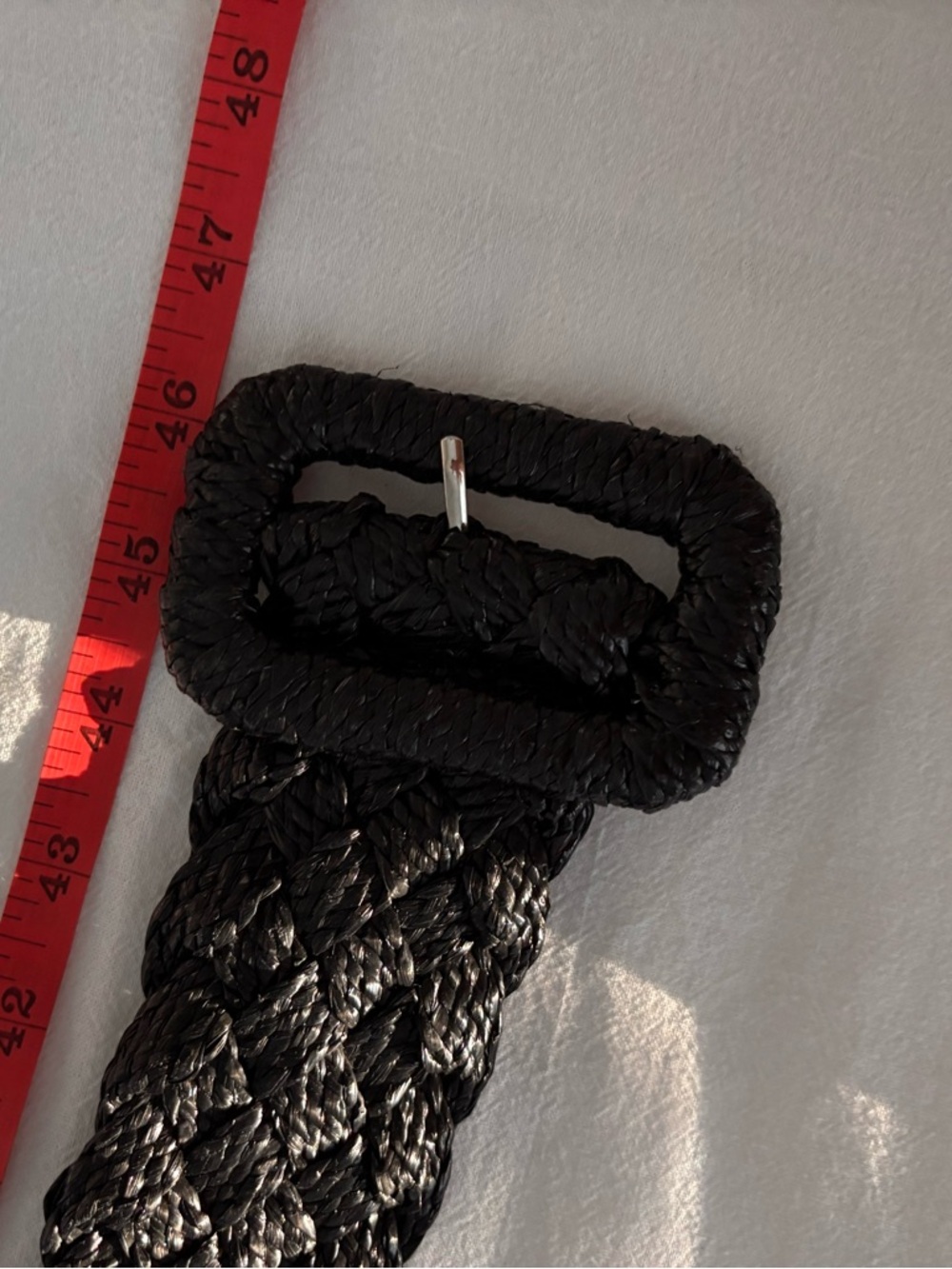 Woven Black Braided Belt with Statement Buckle